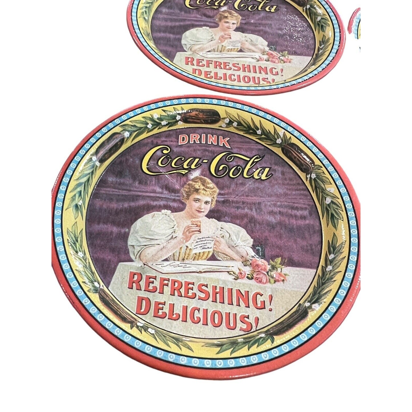 1976 Coca-Cola 75th Anniversary Metal Commemorative Coaster Set Of 4