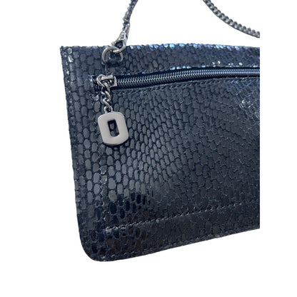 Sorial Black Snakeskin Leather Crossbody Handbag NWOT Clutch