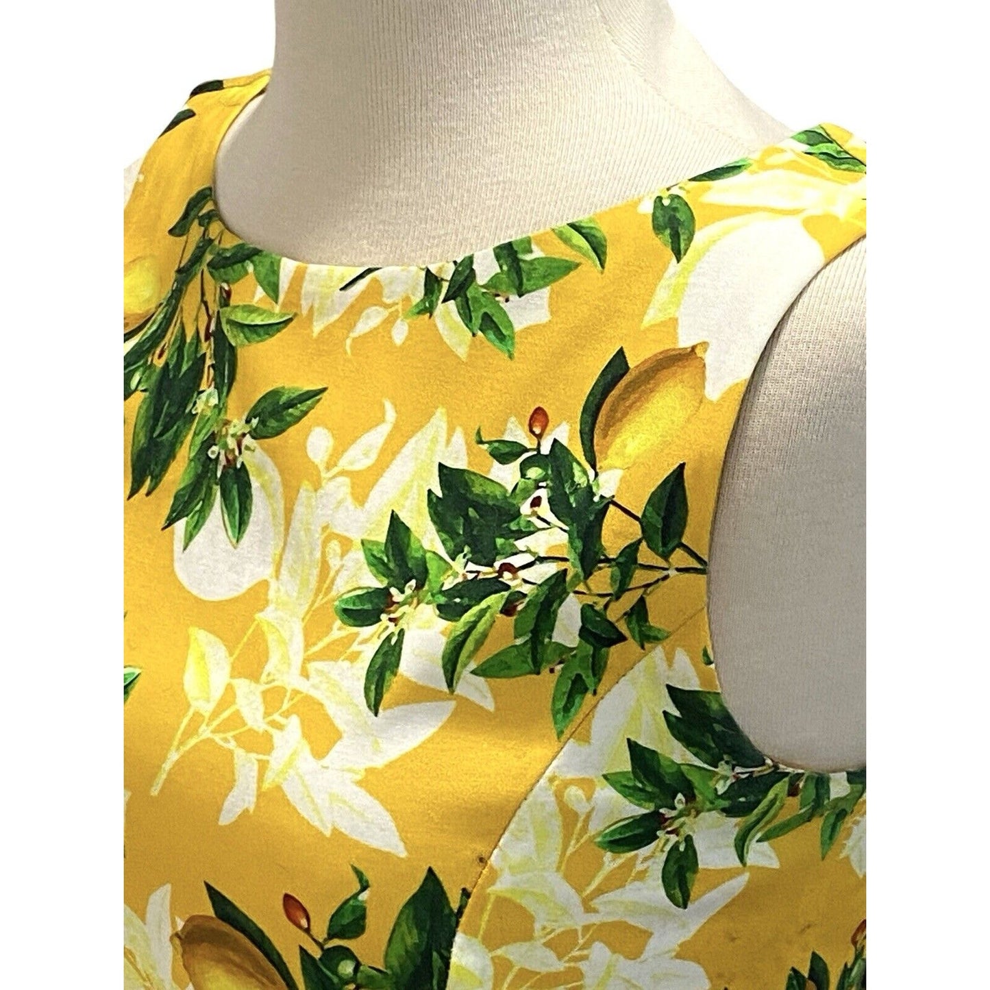 Lady Vintage Lemon Yellow Midi Summer Dress Sleeveless Hepburn Pockets
