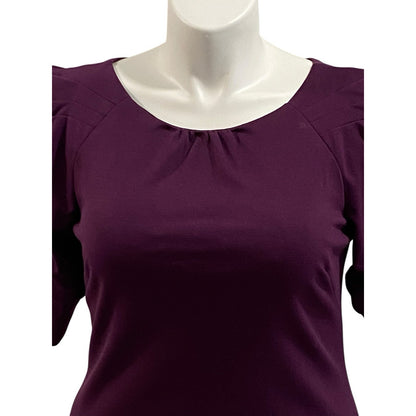 Jessica Simpson Purple Elbow Sleeve Pleated Rouched Sheath Dress Size 12
