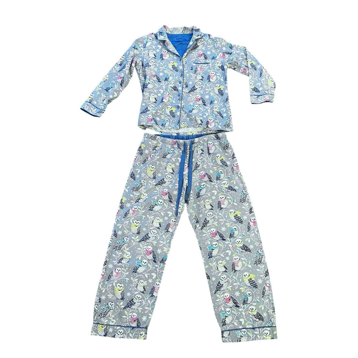 Size Large Nick & Nora Snowy Owl Snow Scarves Scarf Flannel Pajama Set Pjs