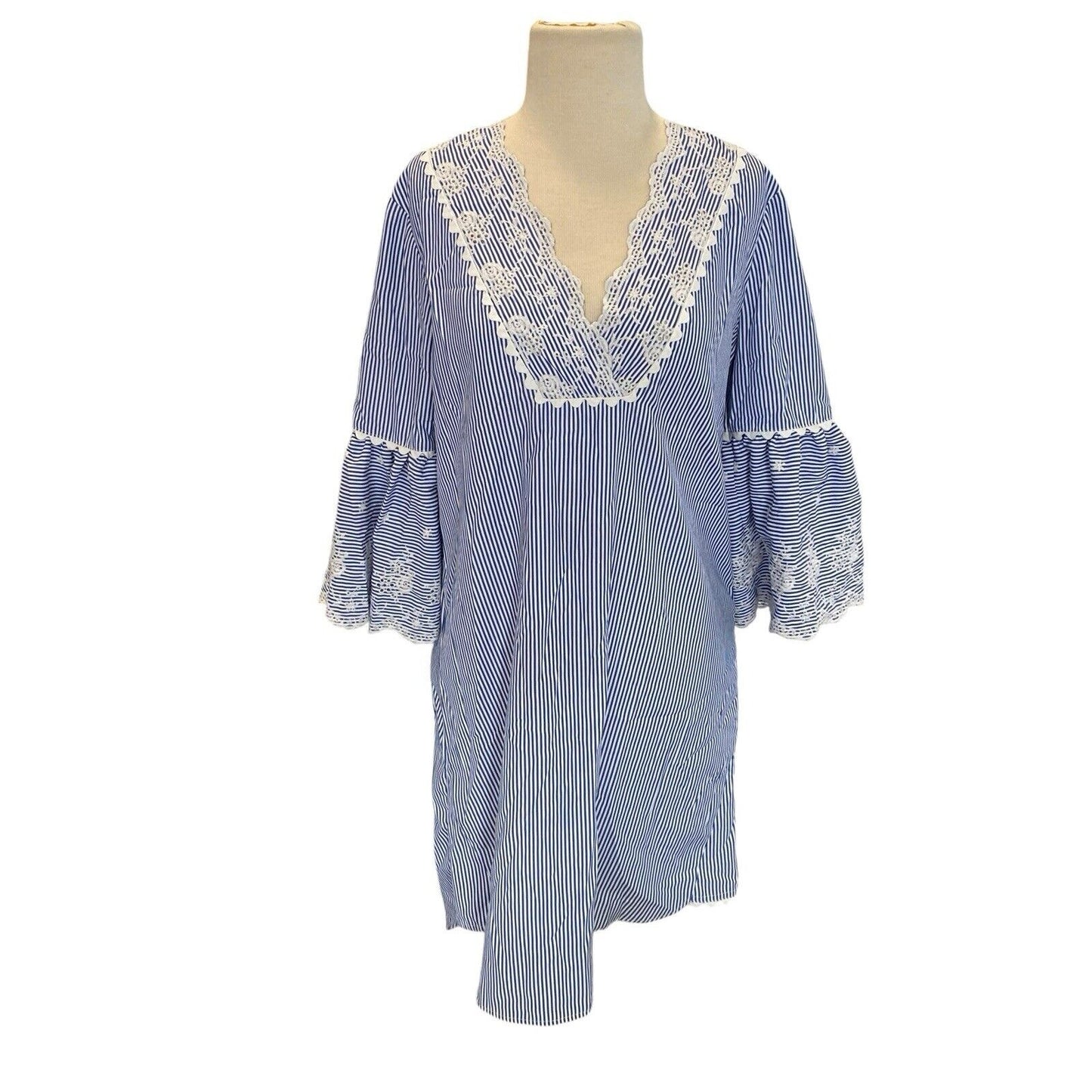 Size Small Laundry by Shelli Segal Womens Coastal Preppy Striped Dress Lace