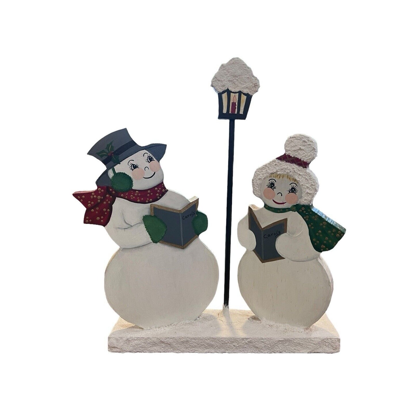 Christmas Decor Santa Snowman Woman Wooden Cut Out Hand Painted Folk Art Whimsy