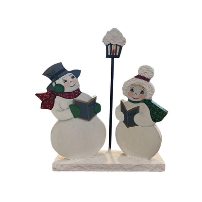 Christmas Decor Santa Snowman Woman Wooden Cut Out Hand Painted Folk Art Whimsy