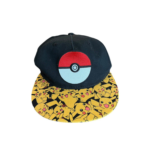 Pokemon Baseball Cap Hat Youth 1916 Embroidered Snapback All Over Visor Pokeball