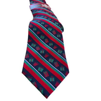 Hallmark Holiday Traditions Christmas Presents Striped Tie Novelty Necktie New