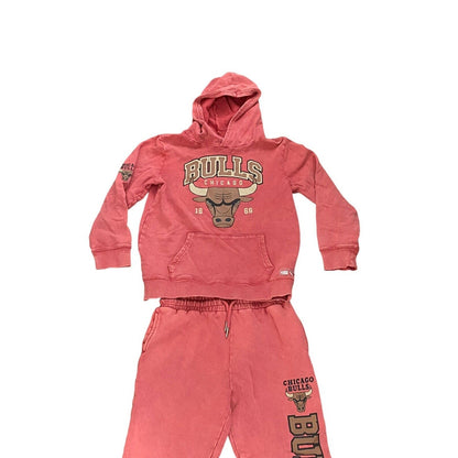 Size 8 Youth Chicago Bulls Hoodie Sweatpants Set Distressed Red NBA Sweatsuit