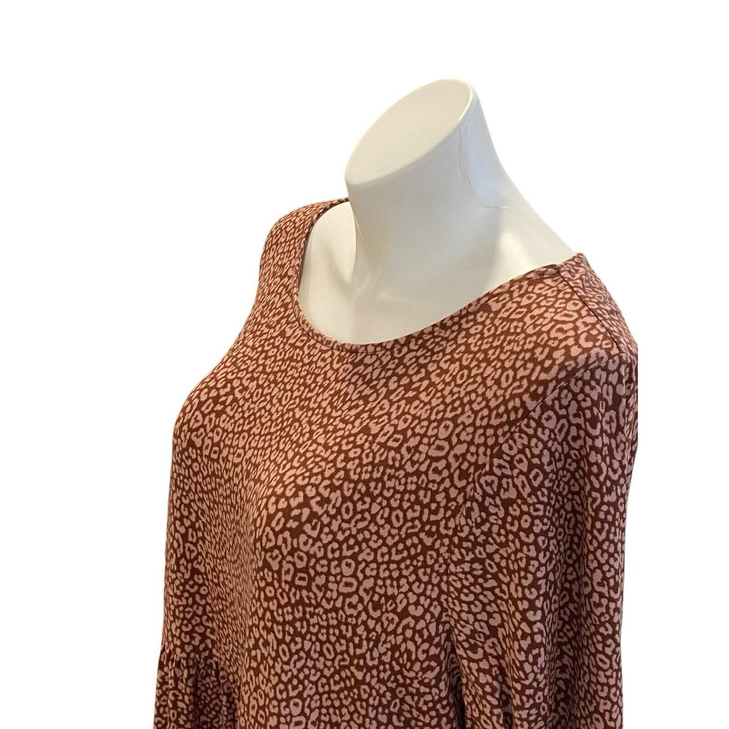 3X Love Fire Dress Women's Brown Pink Plus Midi Comfort