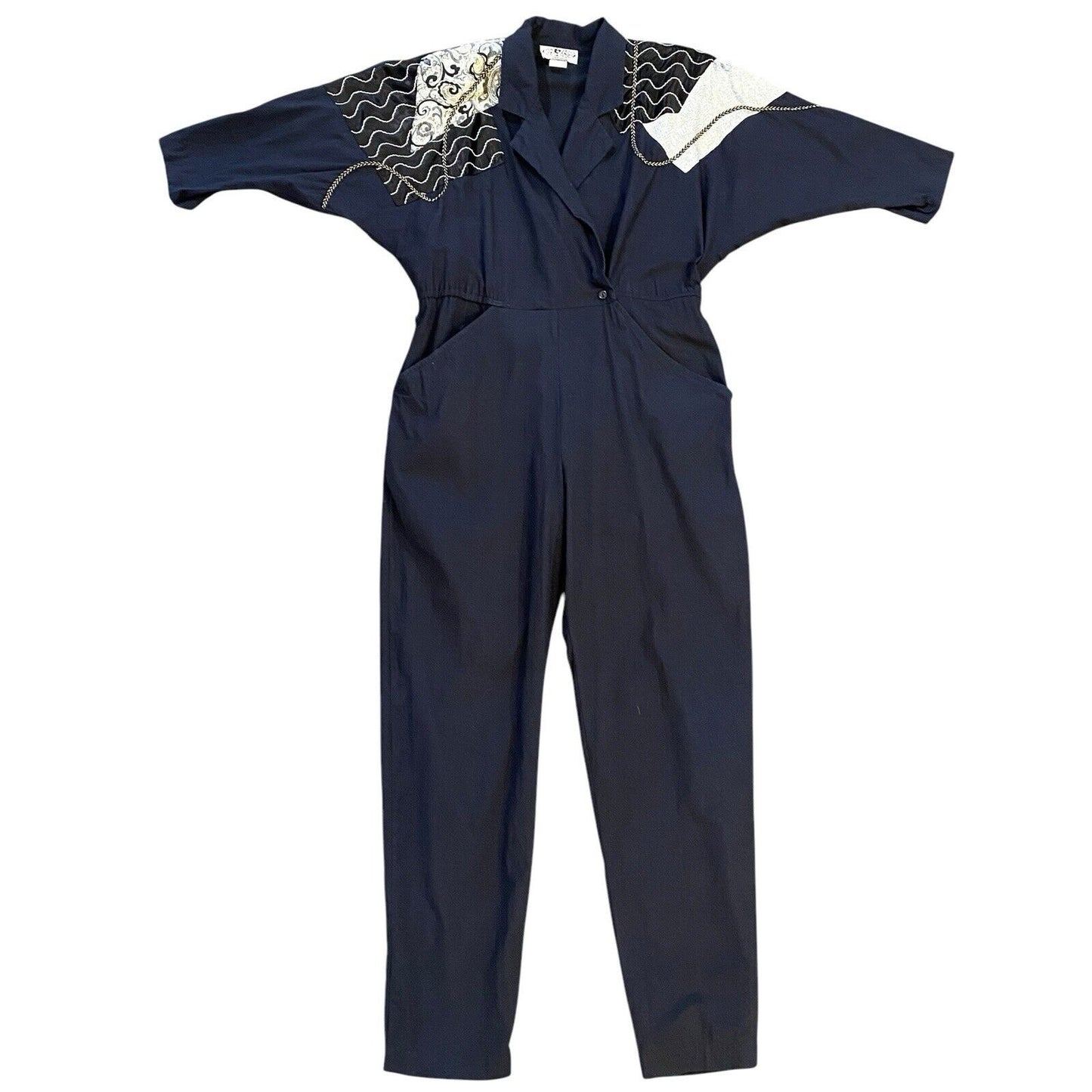 80’s ON THE ROCKS California Black Jumpsuit Retro Shirt One Piece Metallic Rock