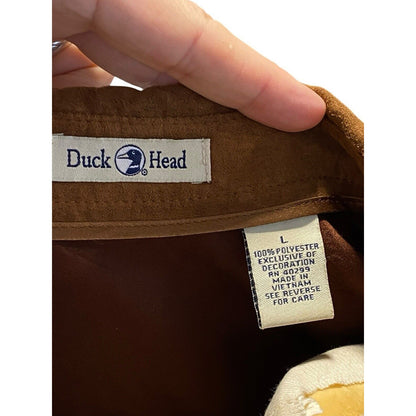 Size Large Duck Head Button Down Jacket Shacket Womens Front Pockets Brown Suede