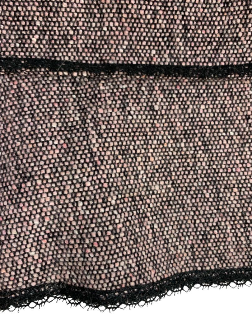 Size 6 Tahari Skirt Suit Jacket Tweed Lace Hem Black Pink Purple