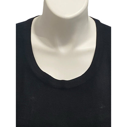 Exclusively Misook Black XL Petite Sleeveless Blouse Tank Band Design At Bottom