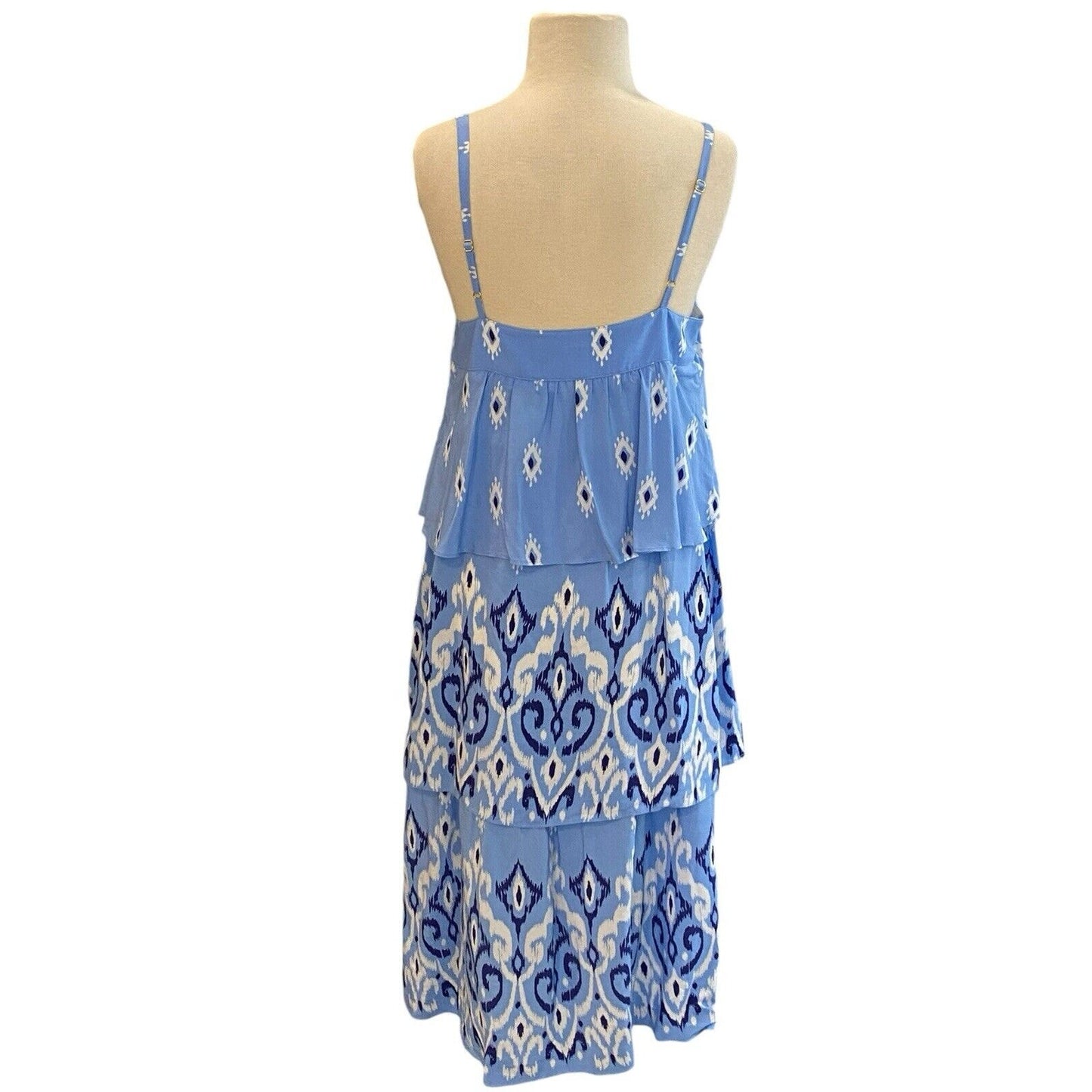 Size Small Southern Tide "RAYELLE" Layered Sundress Tier Blue White Ikat