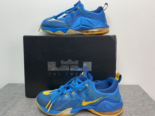 7 Y Nike LeBron 12 XII Low Top 724547-484 Photo Blue/University Gold/Gym Blue