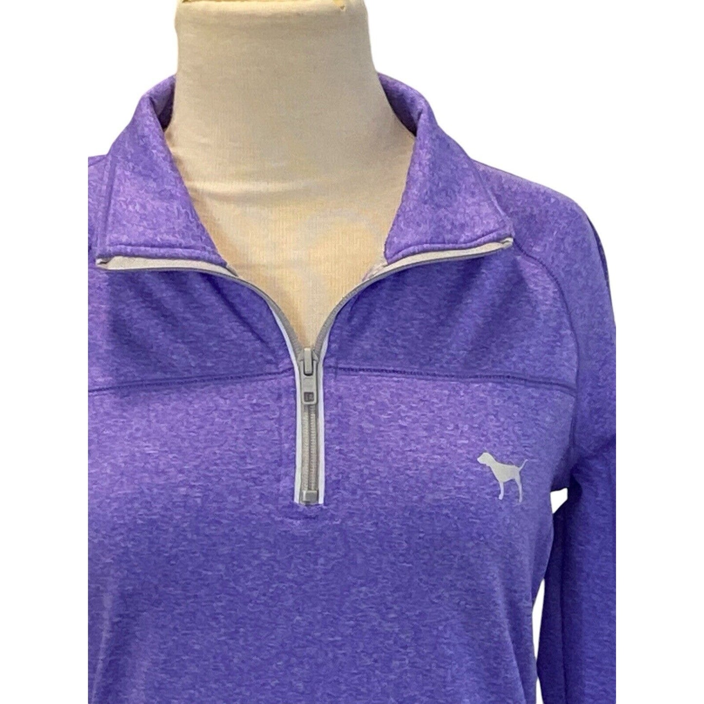 Size Small VICTORIA SECRET PINK Purple Pullover Running Top 1/4 Zip Reflecting