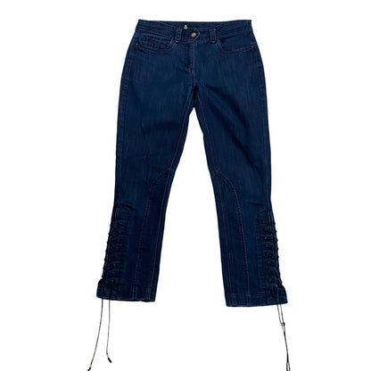 Size 26 Anthropologie Leifsdottir Lace Up Leg Equestrian Dark Wash Jeans EUC