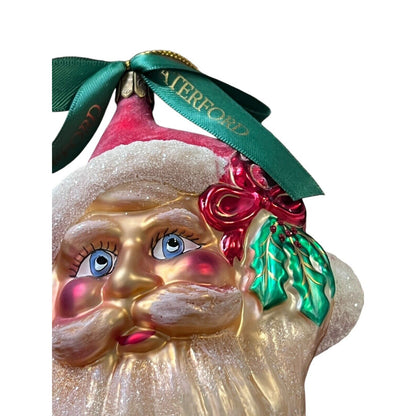 Waterford Christmas Santa Head Glass Ornament Hand Blown No Box Glitter