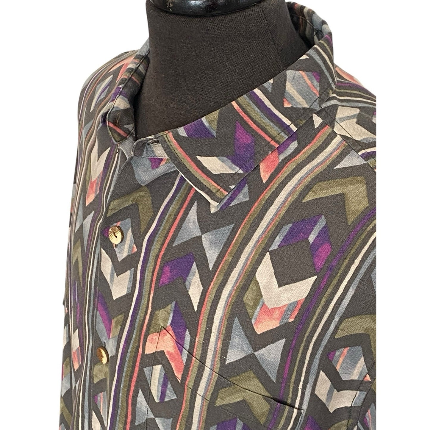 Tommy Bahama Button Up Shirt Mens XL Island Zone Silk Blend Short Sleeve Geometr