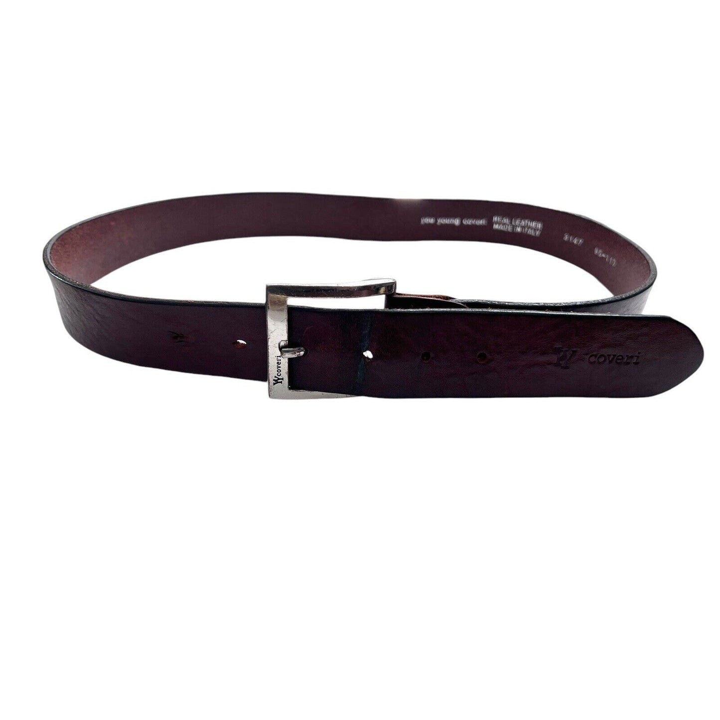 39 YY Coveri Brown Casual Real Leather 1.5” Wide Belt Made in Italy