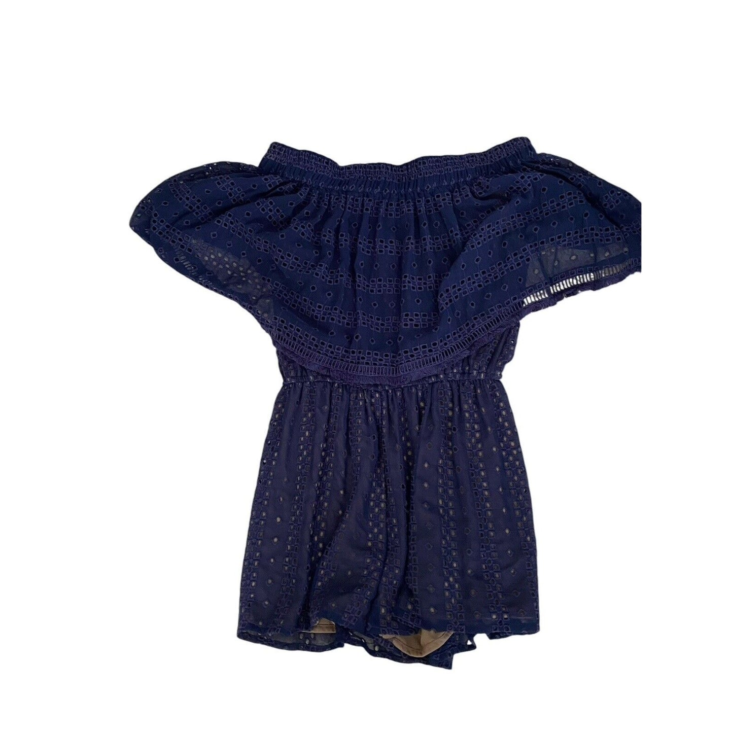 Size Small Anthropologie Ranna Gill Eyelet Off-The-Shoulder Romper Broderie