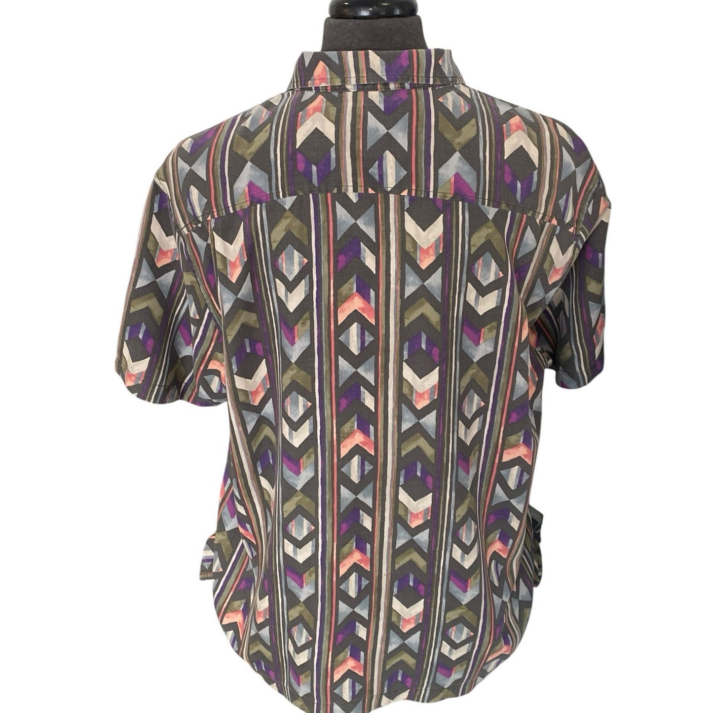 Tommy Bahama Button Up Shirt Mens XL Island Zone Silk Blend Short Sleeve Geometr