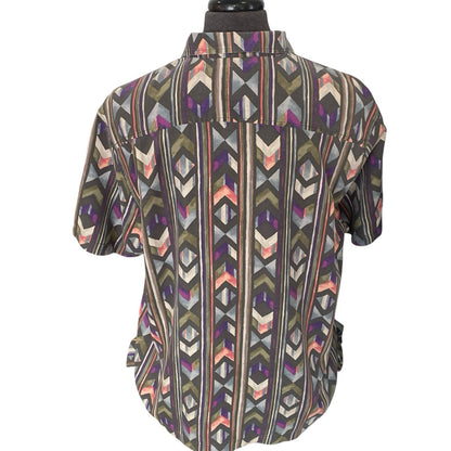 Tommy Bahama Button Up Shirt Mens XL Island Zone Silk Blend Short Sleeve Geometr