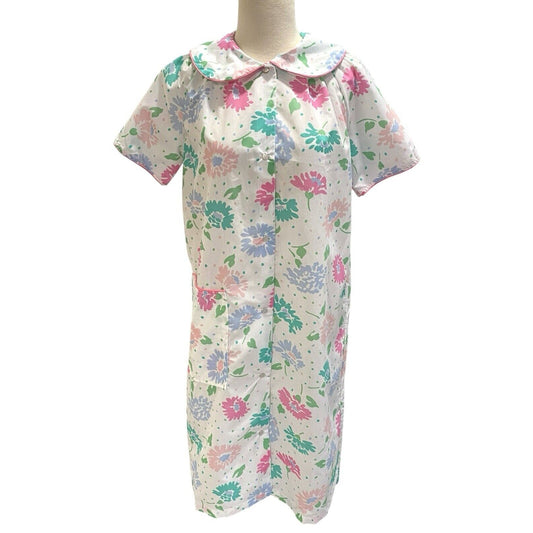 Vintage Caper Coat Floral Snap Housecoat Robe Go-Go Mod Floral Grannycore