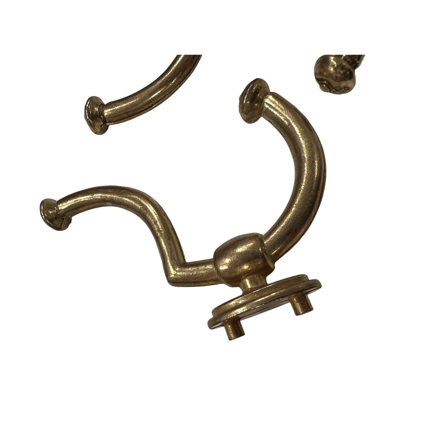 Set of 2 Vintage Brass Double Wall Hooks Robe Towel Door Wall Mount