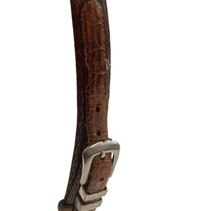 Size 38 Vintage Tulliani Mens Buckle Belt 1" Italian Calfskin 3127 Brown Texture