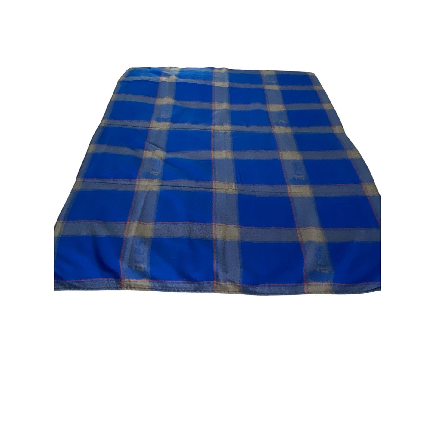 Aces Airline Blanket Wool Blue Plaid Made In Colombia Vintage 60”x40”