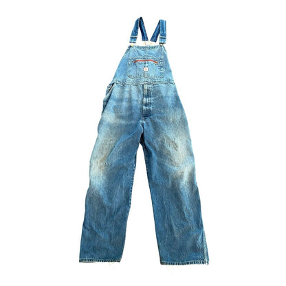 Vintage USA Pointer Low Back Bib Overalls Mens Distressed Worn 48 W 28 Inseam