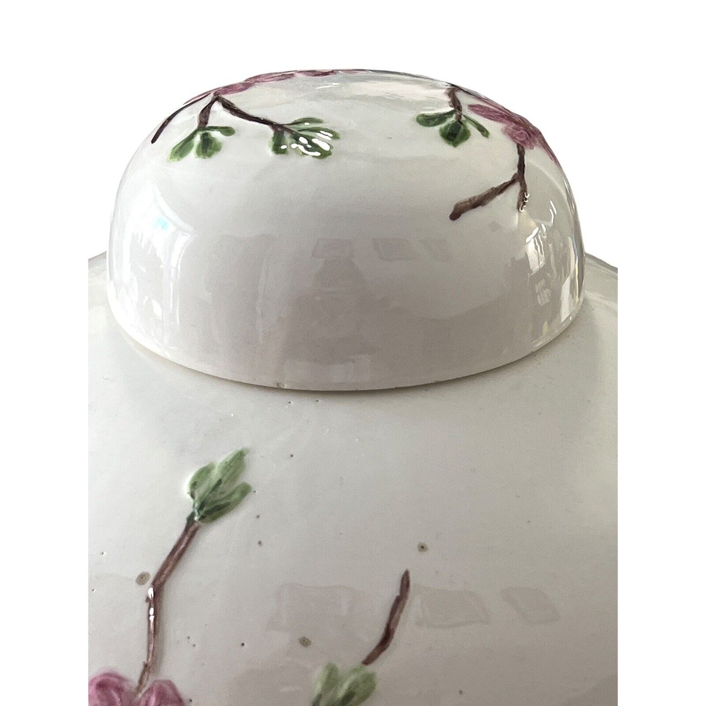 Vintage Dogwood Ginger Jar Hand Painted Large 9” High