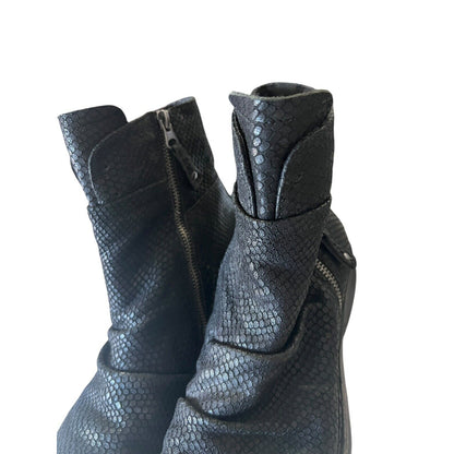 OTBT Boots Womens 8 M Yokel Shoes Black Leather Snakeskin Zipper Ankle Casual