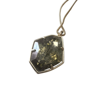 Kendra Scott Kalani Gold Pendant Necklace Adjustable Sage Mica 32” At Longest