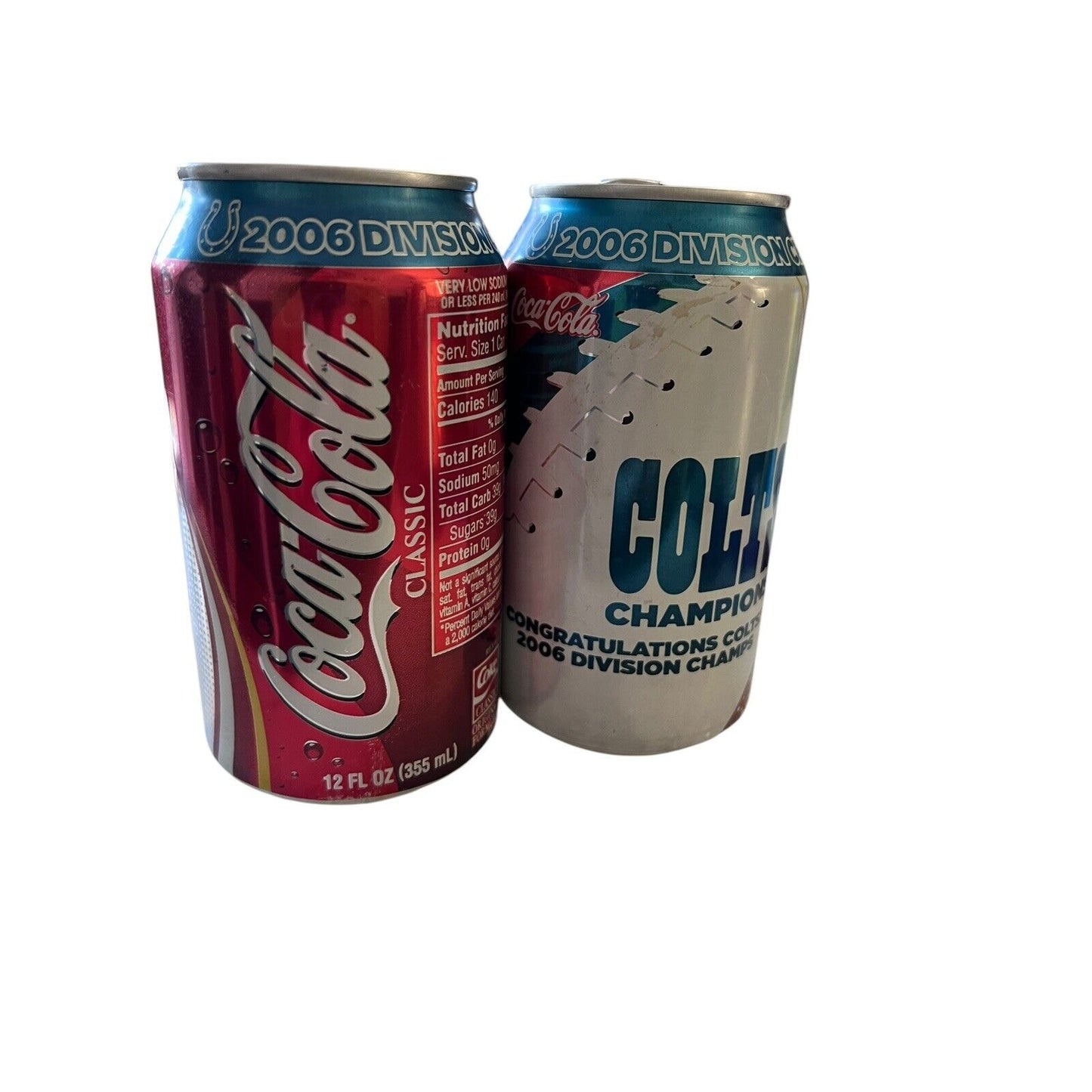 Coke Can 2006 Colts Division Champions Collectors Can Coca Cola Set Of Two