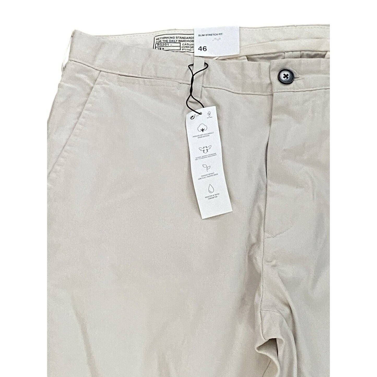 Zara Men’s Khaki Beige Slim Stretch Fit Chino Pants Size 36 EUR 46 NWT