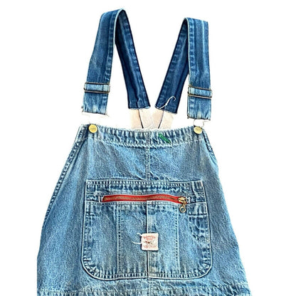 Vintage USA Pointer Low Back Bib Overalls Mens Distressed Worn 48 W 28 Inseam