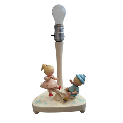 Vintage 1960s Wooden Nursery Lamp Young Designs Inc Boy/Girl Tested Works NY USA