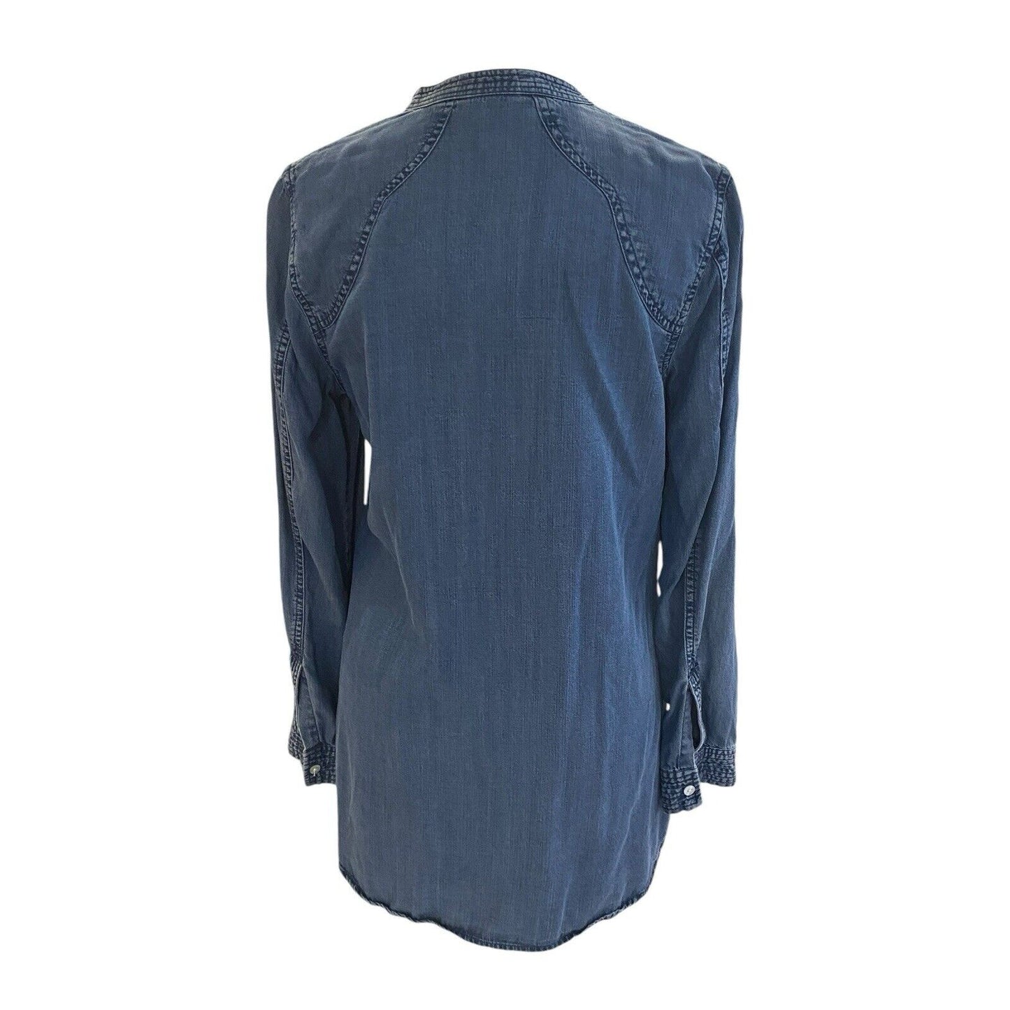 Size Small Soft Surroundings Denim Button Down Tunic Sleeve Lyocell Shirt