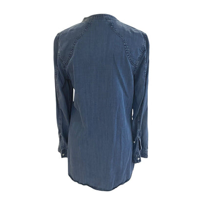Size Small Soft Surroundings Denim Button Down Tunic Sleeve Lyocell Shirt