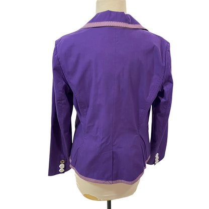 NWT Boden Single Breasted Three Button Classic Blazer Purple Willy Wonka Jacket