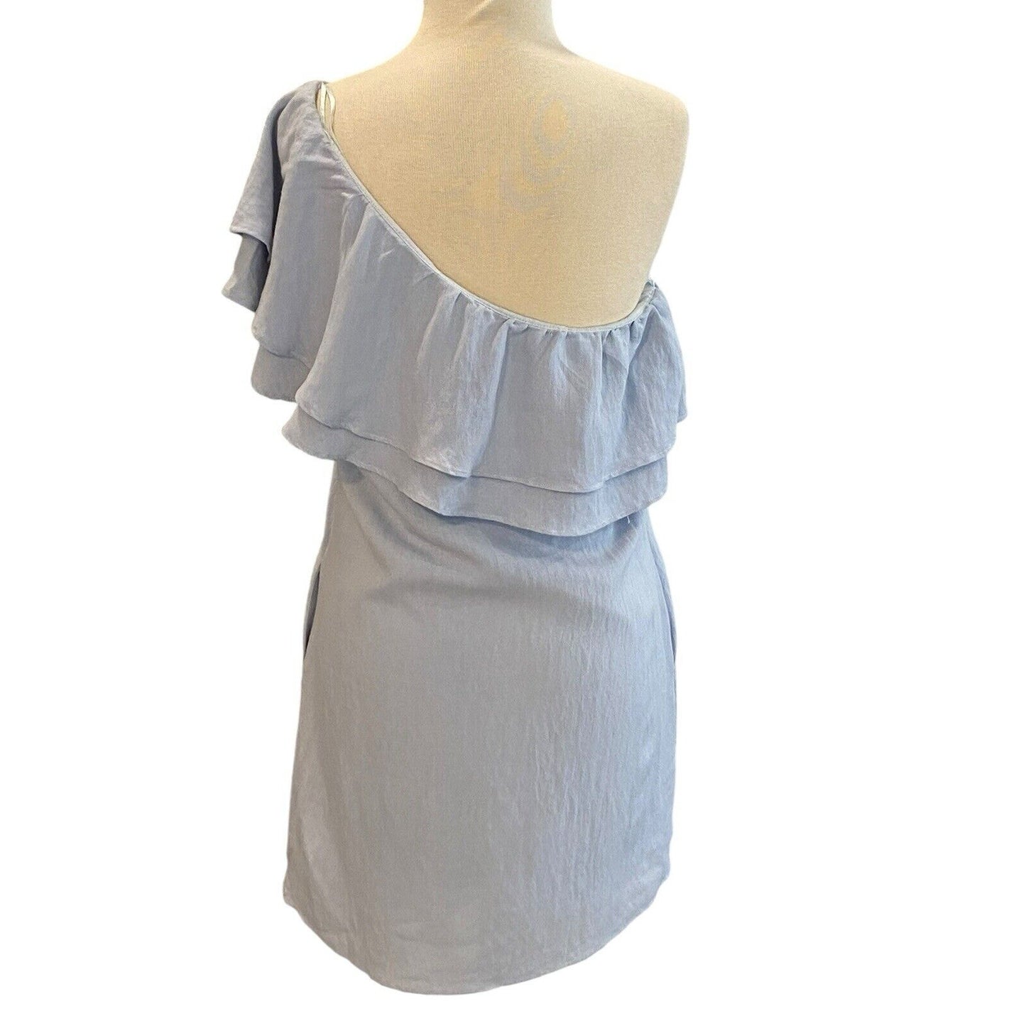Size Medium Vestique Blue One Shoulder Ruffled Women's Dress NWT