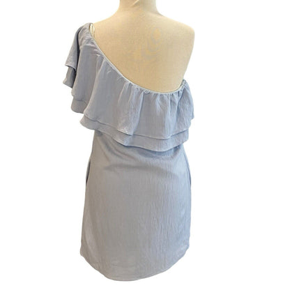 Size Medium Vestique Blue One Shoulder Ruffled Women's Dress NWT