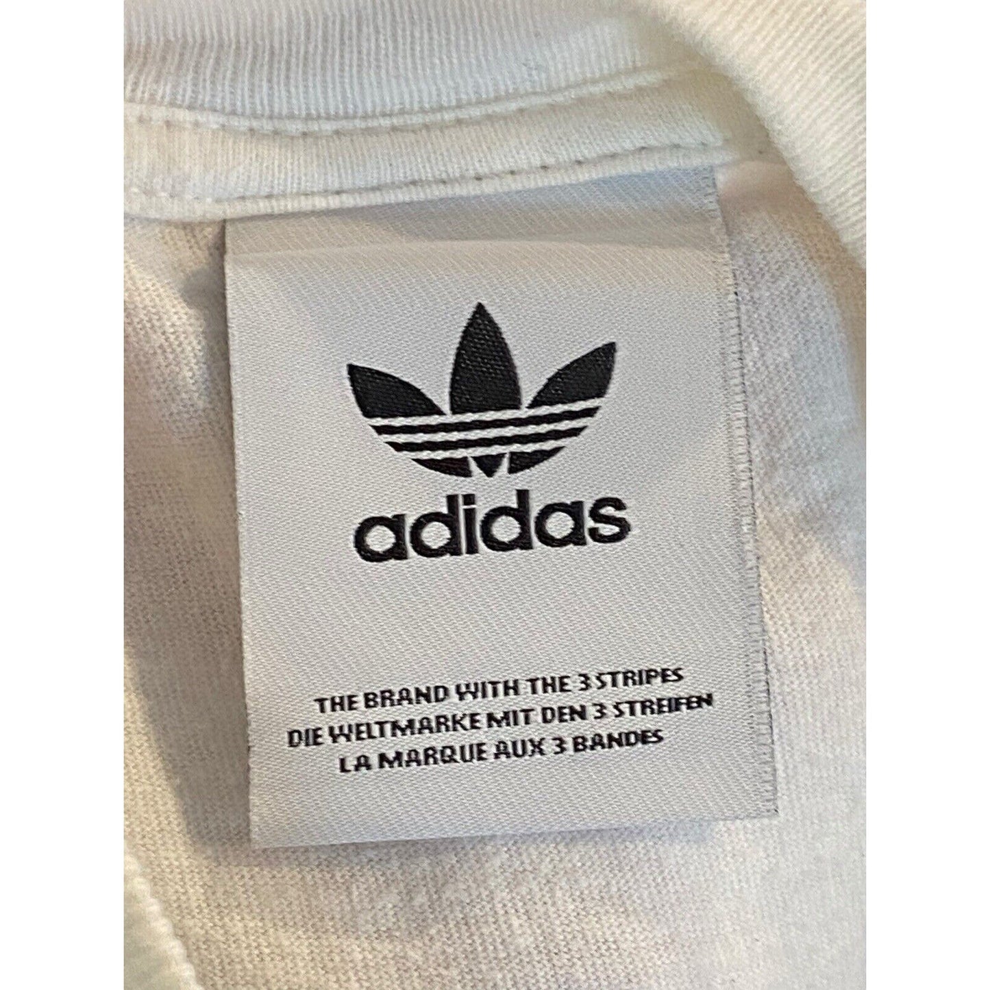 Size Medium Adidas Mens T Shirt White Logo Paint Splatter Design 80’s Y2K Style