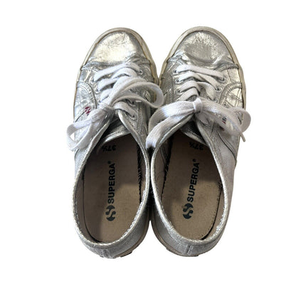 Superga Silver Metallic Shoes Womens Size 5.5 Low Top Sneakers Street Machine