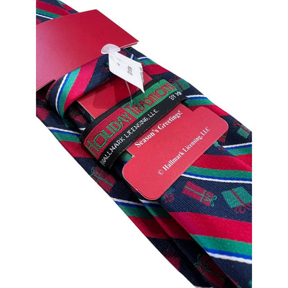 Hallmark Holiday Traditions Christmas Presents Striped Tie Novelty Necktie New