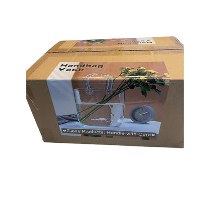 Glass Purse Vase Pocketbook Bag Clear Flower Handbag