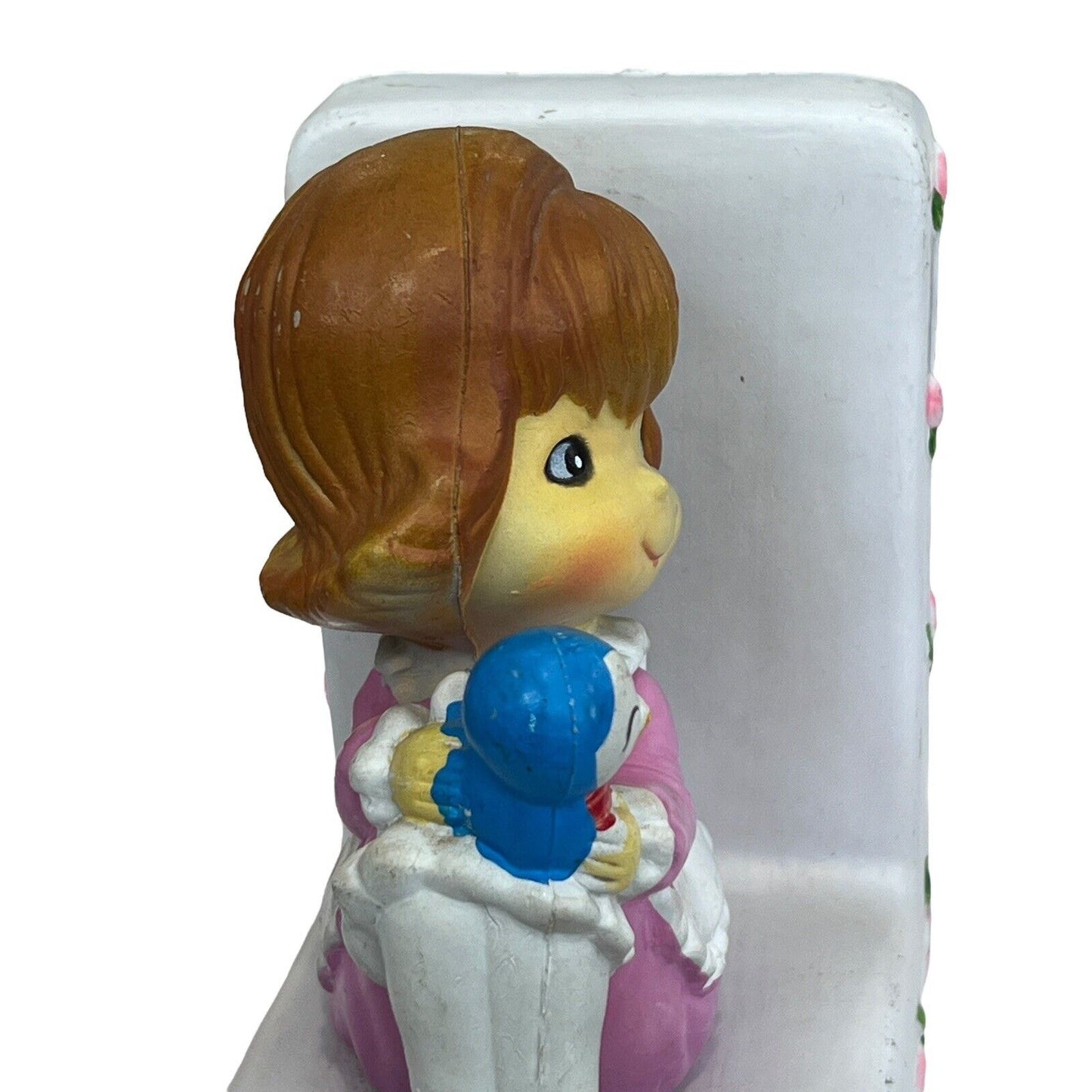 Vtg Kitsch 1970 Girl Bird Plastic Book End Hong Kong ONE SIDE ONLY