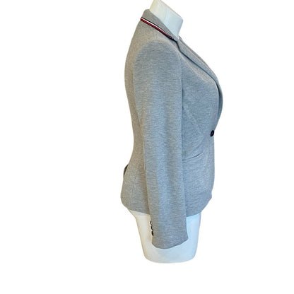 Tommy Hilfiger Gray Womans Single Button Elbow Patch Blazer Size 10 Great Detail
