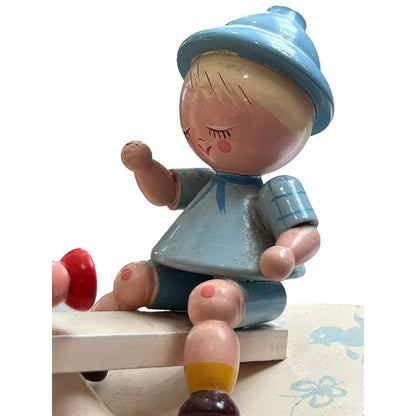 Vintage 1960s Wooden Nursery Lamp Young Designs Inc Boy/Girl Tested Works NY USA